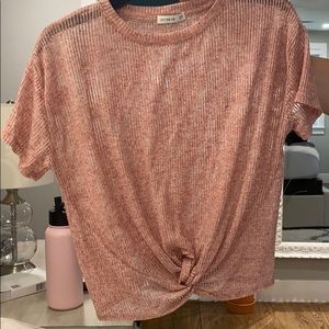 Cotton on pink twisted front knot shirt
